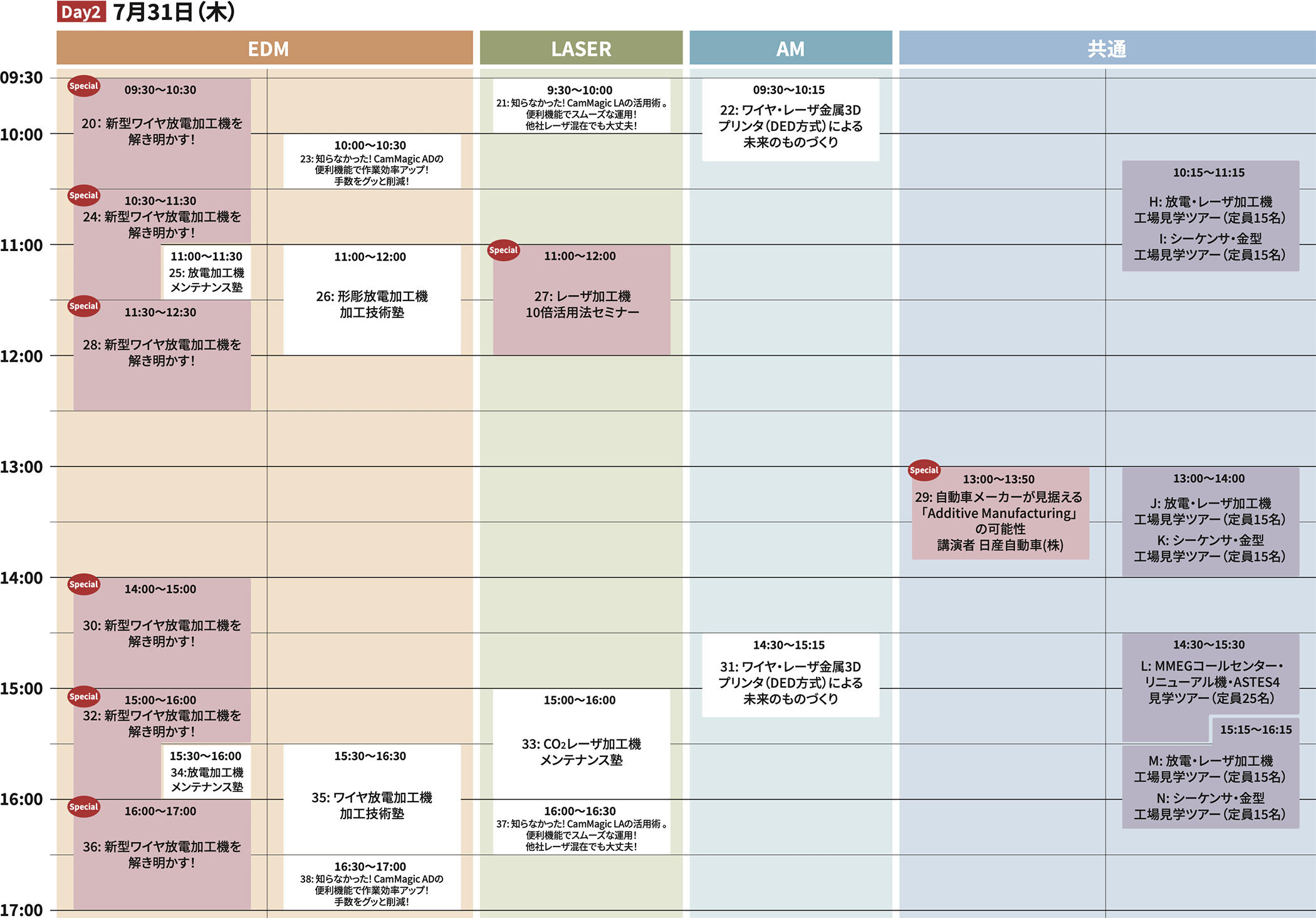 タイムテーブル 7月31日（木）